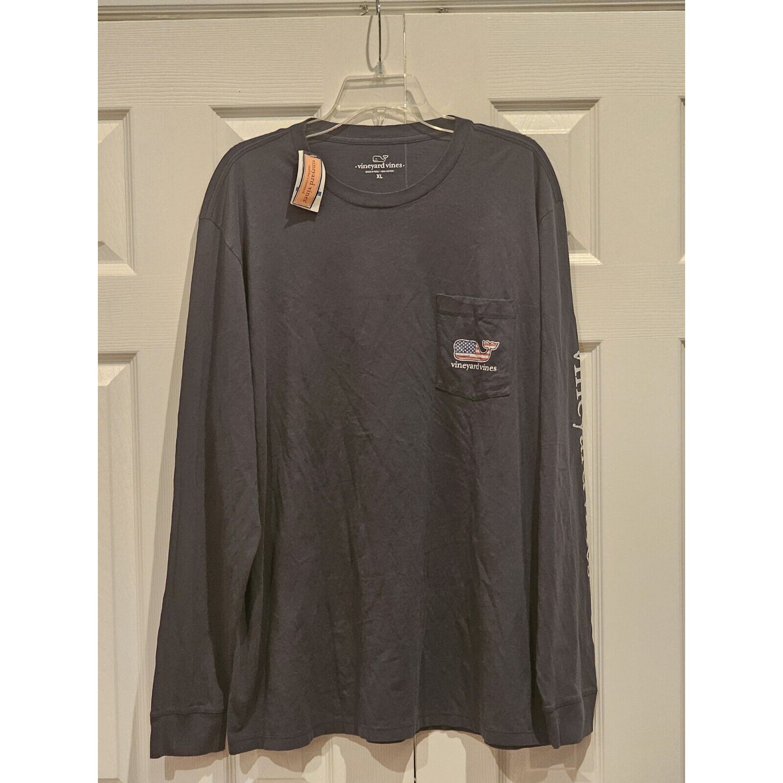 Vineyard Vines Long Sleeve Graphic Pocket Tee Usa Blue Blazer Men's Xl